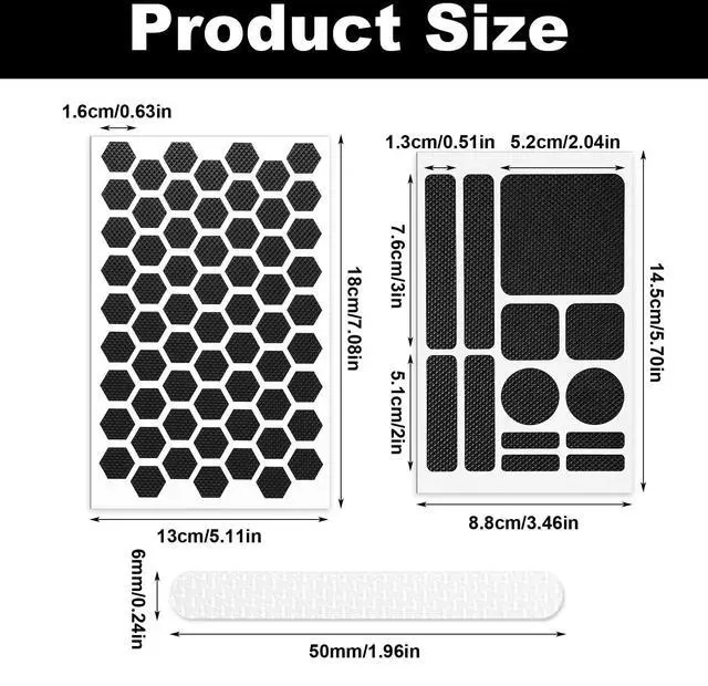 Alt view image 2 of 7 - 96 PCS Phone Grip Tapes Adhesive Grippy Bumper Frame Stickers Anti-Slip Pre-Cut Strips Kit Waterproof for Cellphone Controller Mouse Laptop Tablet Gaming Cases Black Clear