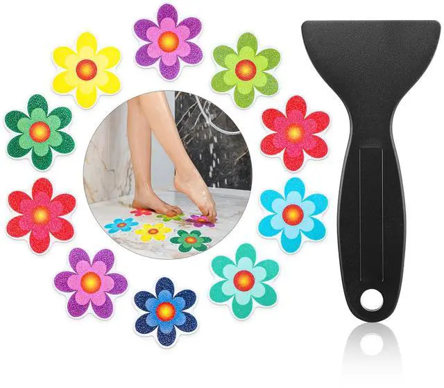 Main image of Colorful Sunflower Anti Slip Bathtub Strips, 10PCS Adhesive Shower Sticker for Bathtub Non-Slip Strip Stickers Anti Skid Tape Flooring Safety Tape Mat with Scraper for Bath Shower