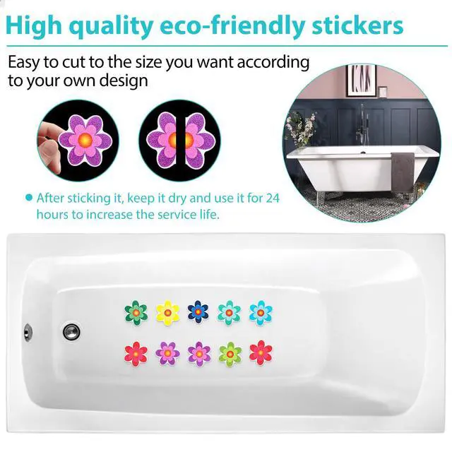 Alt view image 5 of 7 - Colorful Sunflower Anti Slip Bathtub Strips, 10PCS Adhesive Shower Sticker for Bathtub Non-Slip Strip Stickers Anti Skid Tape Flooring Safety Tape Mat with Scraper for Bath Shower