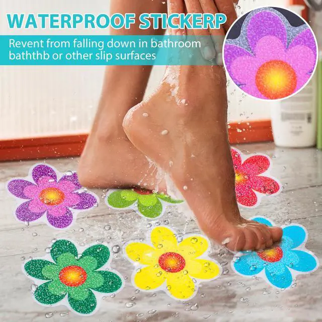 Alt view image 6 of 7 - Colorful Sunflower Anti Slip Bathtub Strips, 10PCS Adhesive Shower Sticker for Bathtub Non-Slip Strip Stickers Anti Skid Tape Flooring Safety Tape Mat with Scraper for Bath Shower