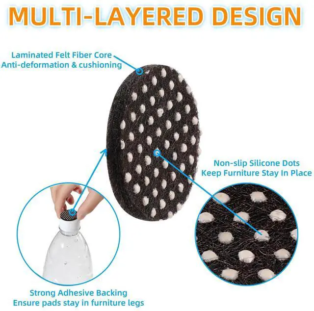 Alt view image 4 of 6 - Non Slip Furniture Pads -Self Adhesive Anti Skid Pad Gripper Heavy Duty Furniture Pad for Hardwood Floors -Protectors for Furniture Chair Feet Table Leg & Keep in Place 32 Pcs 1-1/2" Round