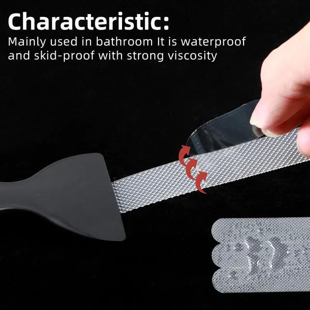 Alt view image 3 of 7 - Anti Slip Shower Stickers, Safety Bathtub Strips Non Slip Bathtub Stickers with Scraper Adhesive Decals Shower Strips Treads for Shower Stairs Bathroom Bath Tubs (0.78 × 7.87 inches, 12 Pcs)