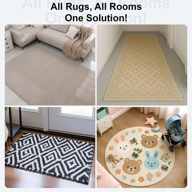 Alt view image 5 of 7 - 12 PCS Rug Tape, Gripper for Rug for Hardwood Floors, Double Sided Reusable Under Rug Carpet Tape Stickers, Rug Anti Slip Grips for Area Rugs, Non Slip Rug Pads