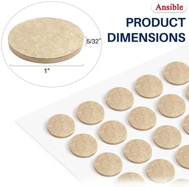 Alt view image 2 of 6 - 60 PCS Felt Furniture Pads 1", Felt Pads for Chair Leg Floor Protectors for Hardwood Floors Round (Beige)