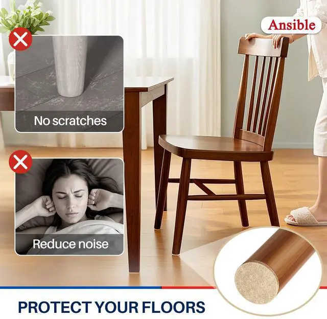 Alt view image 4 of 6 - 60 PCS Felt Furniture Pads 1", Felt Pads for Chair Leg Floor Protectors for Hardwood Floors Round (Beige)