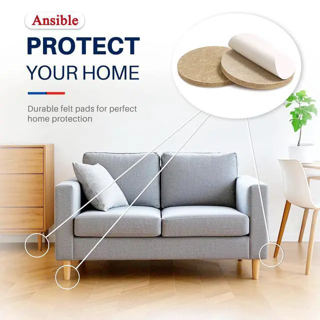 Alt view image 5 of 6 - 60 PCS Felt Furniture Pads 1", Felt Pads for Chair Leg Floor Protectors for Hardwood Floors Round (Beige)