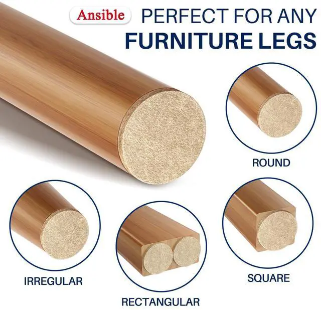 Alt view image 3 of 6 - 60 PCS Felt Furniture Pads 1", Felt Pads for Chair Leg Floor Protectors for Hardwood Floors Round (Beige)