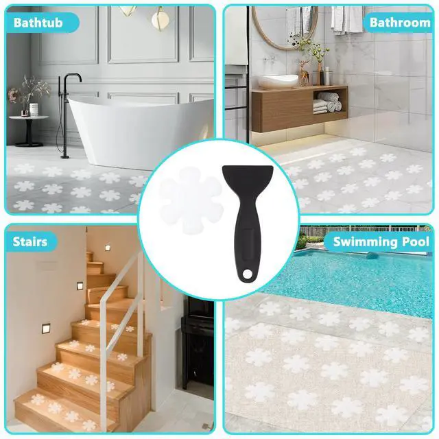 Alt view image 7 of 7 - 24Pcs Non Slip Bathtub Stickers Clear Safety Strips Bath Tub Stickers with Adhesive Decals Scraper Appliques Peel Prevent Slipping Grips Shower Floor Non Slip Stickers for Bath Tub Stairs Ladders