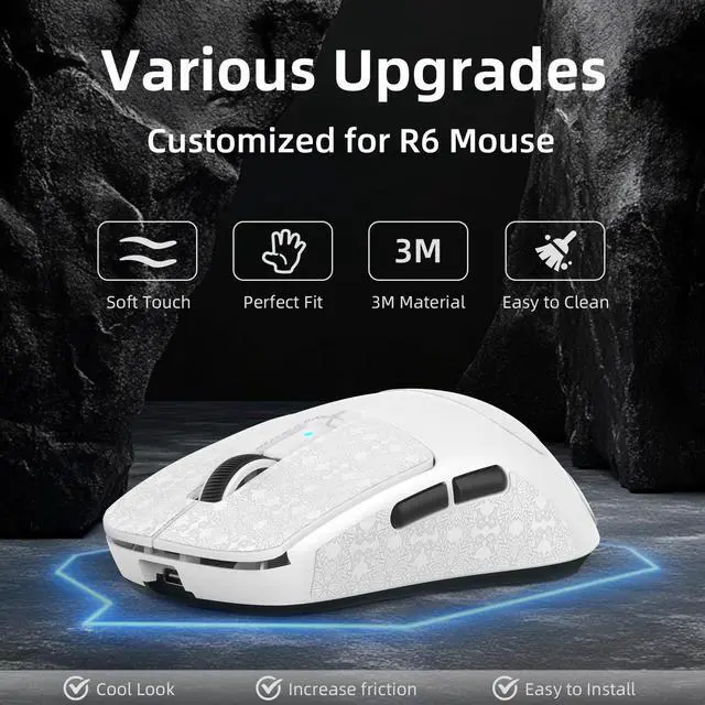 Alt view image 7 of 7 - Attack Shark R6 Wireless Gaming Mouse Anti-Slip Sticker, Mouse Anti Slip Grip Tape Skins for Sweat Resistant, Elastics Refined Side Grips, Easy to Apply, Ultra-Thin 0.5mm (0.02in) - White