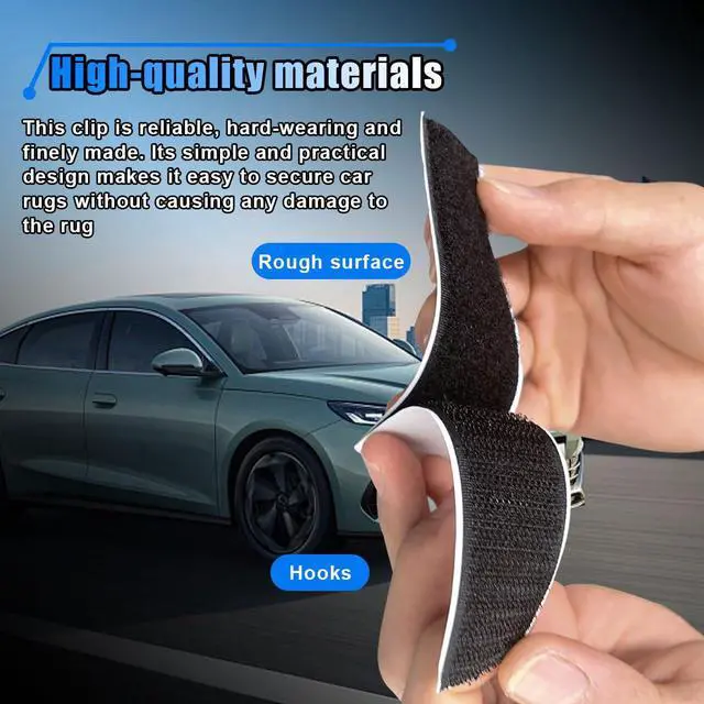 Alt view image 4 of 6 - 20PCS Car Mat Fixing Clips, Strong Anti-Slip Hook and Loop Tape Strip, 1"x4" Self Adhesive Back Strip, Car Mat Double-Sided Sticker, Floor Mat Clip for Mattress, Rug, Hanging Picture