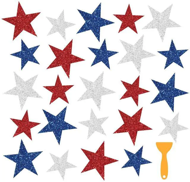 Main image of 24 Pcs 4th of July Non Slip Bathtub Sticker with Scraper 250th Anniversary American Patriotic Star Anti Slip Shower Tread Adhesive Shower Decal for Independence Day Bathroom Decoration