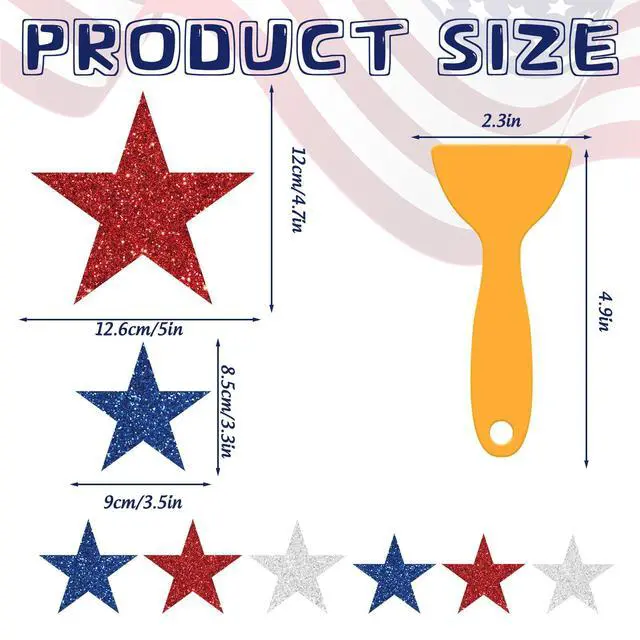 Alt view image 2 of 7 - 24 Pcs 4th of July Non Slip Bathtub Sticker with Scraper 250th Anniversary American Patriotic Star Anti Slip Shower Tread Adhesive Shower Decal for Independence Day Bathroom Decoration