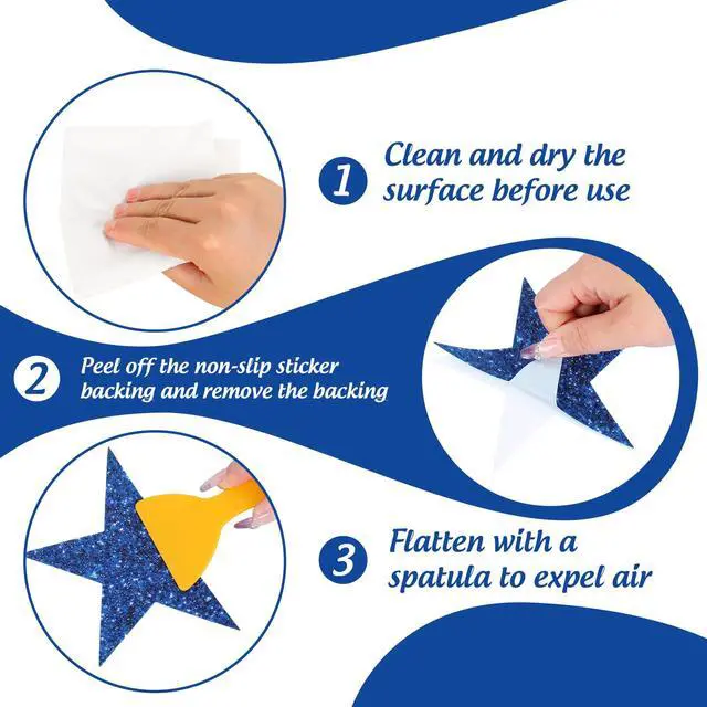 Alt view image 3 of 7 - 24 Pcs 4th of July Non Slip Bathtub Sticker with Scraper 250th Anniversary American Patriotic Star Anti Slip Shower Tread Adhesive Shower Decal for Independence Day Bathroom Decoration