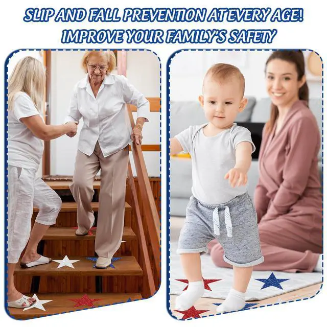 Alt view image 6 of 7 - 24 Pcs 4th of July Non Slip Bathtub Sticker with Scraper 250th Anniversary American Patriotic Star Anti Slip Shower Tread Adhesive Shower Decal for Independence Day Bathroom Decoration