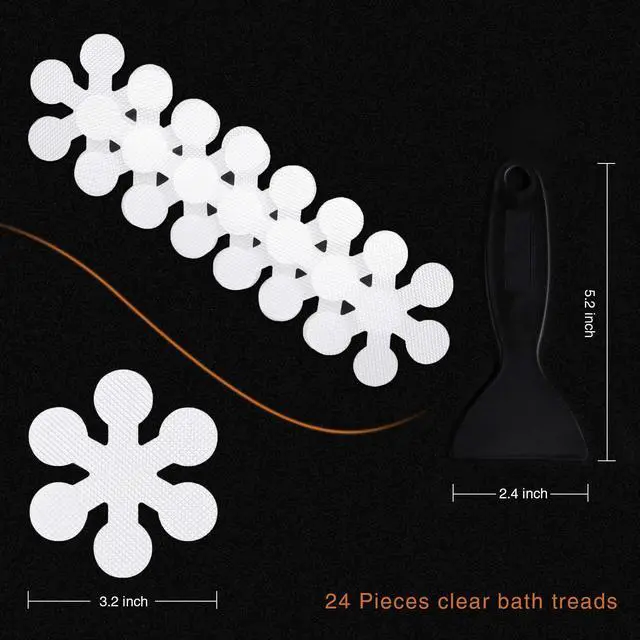 Alt view image 3 of 6 - Bathtub Stickers Non-Slip, 12 PCS White Safety Shower Treads Adhesive Appliques with Premium Scraper