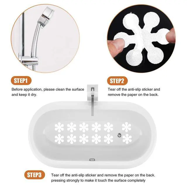 Alt view image 5 of 6 - Bathtub Stickers Non-Slip, 12 PCS White Safety Shower Treads Adhesive Appliques with Premium Scraper