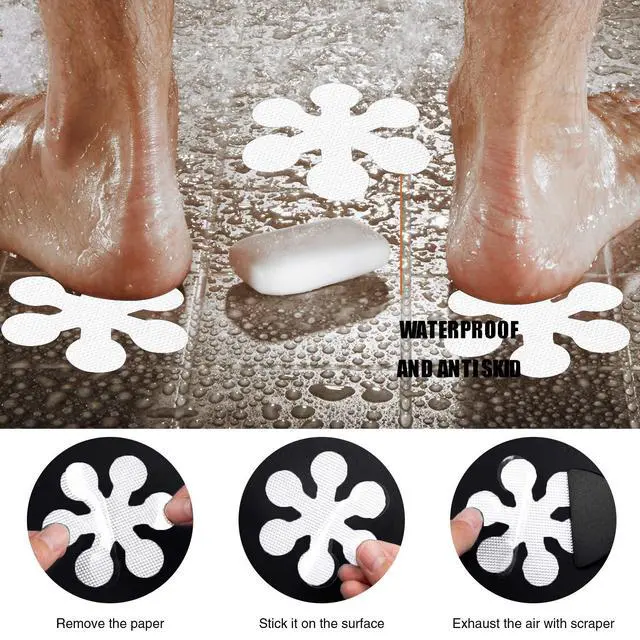 Alt view image 4 of 6 - Bathtub Stickers Non-Slip, 12 PCS White Safety Shower Treads Adhesive Appliques with Premium Scraper