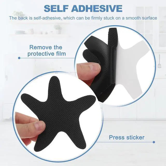 Alt view image 4 of 5 - 12 Pcs Non Slip Bathtub Stickers, Anti Slip Shower Stickers with Scraper Bathroom Shower Floor Decals Star Shape Cute Treads Tubs, Black