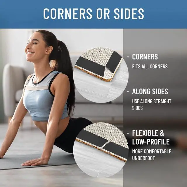 Alt view image 5 of 7 - Area Rug Gripper for Hardwood Floors - No Damage Non Slip Rug Pads, Floor to Carpet Tape for Holding Rugs in Place, Washable and Reusable, Double Sided Anti Slip Tape - 8 Pack