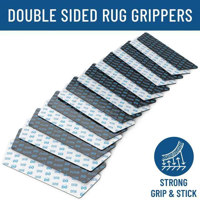 Alt view image 2 of 7 - Area Rug Gripper for Hardwood Floors - No Damage Non Slip Rug Pads, Floor to Carpet Tape for Holding Rugs in Place, Washable and Reusable, Double Sided Anti Slip Tape - 8 Pack