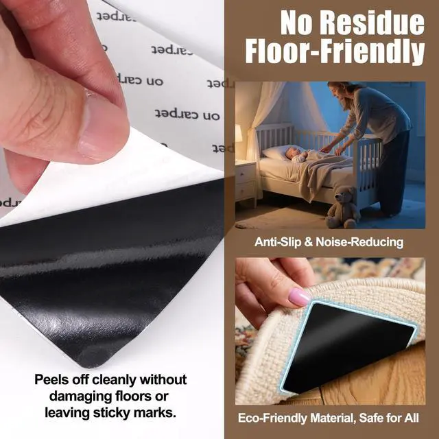 Alt view image 4 of 7 - Premium Rug Grippers & Carpet Tape 12PCS Square Anti-Slip Pads for Area Rugs, 3.9 Inch, Prevent Curling & Sliding, Ideal for Hardwood, Tile, Marble, and Laminate Floors