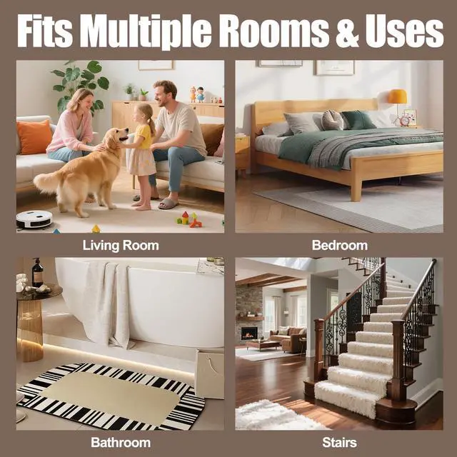 Alt view image 5 of 7 - Premium Rug Grippers & Carpet Tape 12PCS Square Anti-Slip Pads for Area Rugs, 3.9 Inch, Prevent Curling & Sliding, Ideal for Hardwood, Tile, Marble, and Laminate Floors