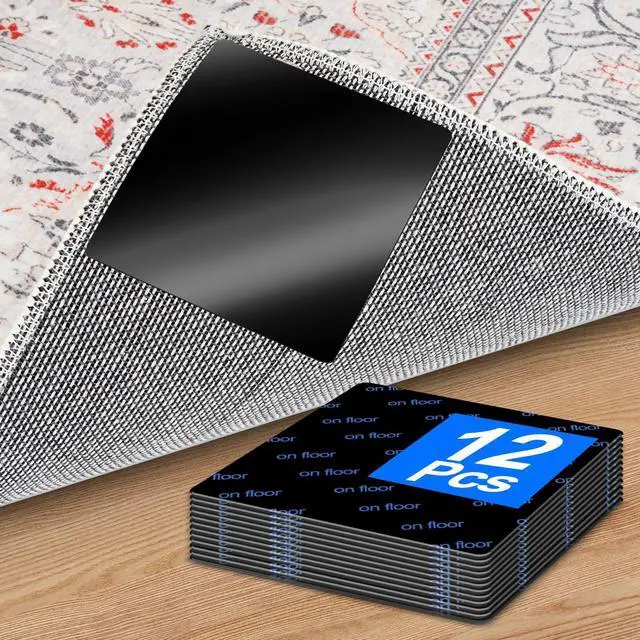Main image of Premium Rug Grippers & Carpet Tape 12PCS Square Anti-Slip Pads for Area Rugs, 3.9 Inch, Prevent Curling & Sliding, Ideal for Hardwood, Tile, Marble, and Laminate Floors