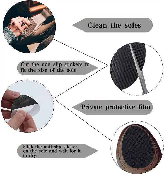 Alt view image 4 of 7 - 24 Pcs 12 Pairs Non-Slip Shoe Pads, Self-Adhesive Anti-Slip Sole Sticker, Noise Reduction Shoes Cushion Anti-Shedding Resistant Rubber Sole Protector