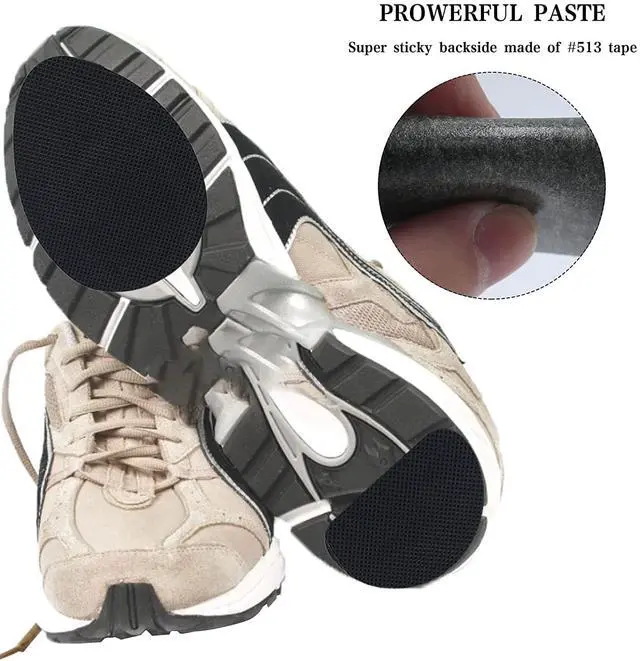 Alt view image 3 of 7 - 24 Pcs 12 Pairs Non-Slip Shoe Pads, Self-Adhesive Anti-Slip Sole Sticker, Noise Reduction Shoes Cushion Anti-Shedding Resistant Rubber Sole Protector