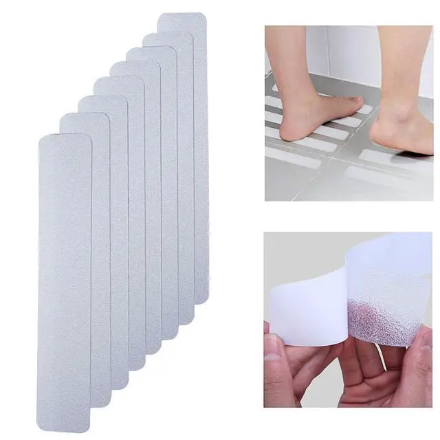 Alt view image 2 of 6 - Anti Slip Tape Bath Safety Strips, 8pcs Clear Self-Adhesive Non Slip Stickers Non Skid Tread for BathTubs & Shower, 2 inch x 12 inch Rounded Corners, Easy Install