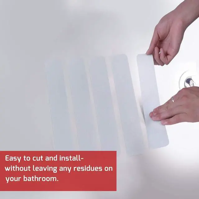 Alt view image 4 of 6 - Anti Slip Tape Bath Safety Strips, 8pcs Clear Self-Adhesive Non Slip Stickers Non Skid Tread for BathTubs & Shower, 2 inch x 12 inch Rounded Corners, Easy Install