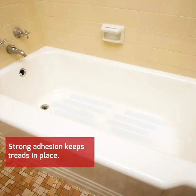 Alt view image 6 of 6 - Anti Slip Tape Bath Safety Strips, 8pcs Clear Self-Adhesive Non Slip Stickers Non Skid Tread for BathTubs & Shower, 2 inch x 12 inch Rounded Corners, Easy Install