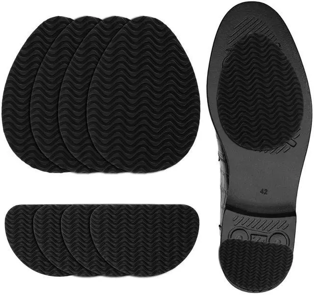 Main image of Shoe Grips on Bottom of Shoes, 8 Pcs Non Slip Shoe Pads Self-Adhesive Sole Protector for High Heels & Flats Anti Slip Shoes Grips Stickers to Reduce Noise (Black)