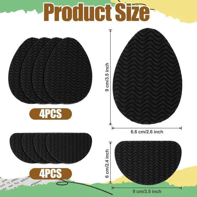 Alt view image 2 of 7 - Shoe Grips on Bottom of Shoes, 8 Pcs Non Slip Shoe Pads Self-Adhesive Sole Protector for High Heels & Flats Anti Slip Shoes Grips Stickers to Reduce Noise (Black)