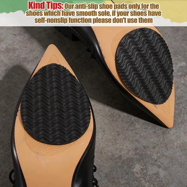 Alt view image 6 of 7 - Shoe Grips on Bottom of Shoes, 8 Pcs Non Slip Shoe Pads Self-Adhesive Sole Protector for High Heels & Flats Anti Slip Shoes Grips Stickers to Reduce Noise (Black)
