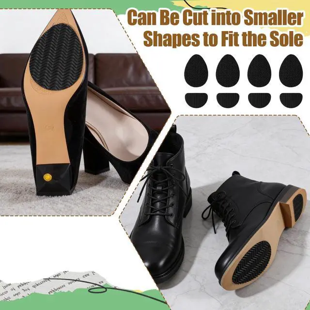 Alt view image 5 of 7 - Shoe Grips on Bottom of Shoes, 8 Pcs Non Slip Shoe Pads Self-Adhesive Sole Protector for High Heels & Flats Anti Slip Shoes Grips Stickers to Reduce Noise (Black)