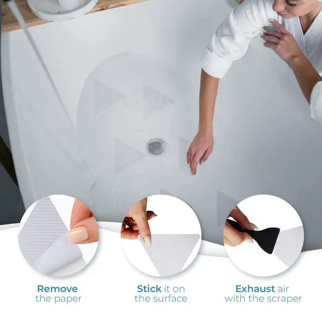 Alt view image 3 of 7 - Anti Slip Shower Stickers 24 PCS, Invisible Non-Slip Shower Strips for Adults, Premium Adhesive Bath Tub Stickers (Clear)