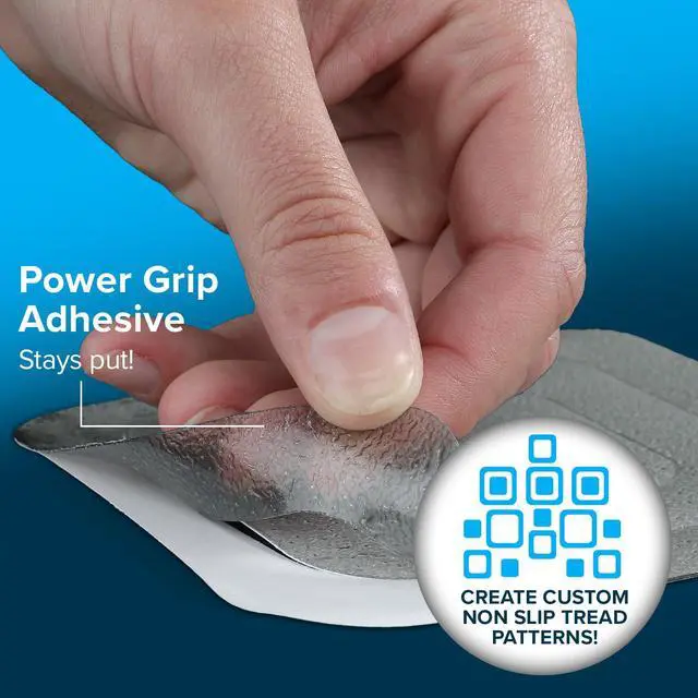 Alt view image 5 of 7 - Square Adhesive Anti-Slip Safety Treads, Reliable Grip for Bathtubs, Showers, Stairs & More, Power Grip Floor Grips (21 Count, Gray) Design Your Own Pattern