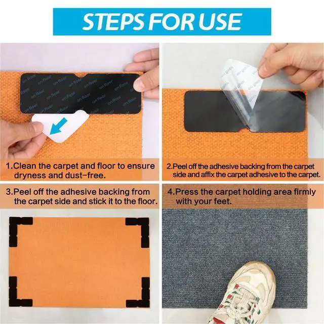 Alt view image 4 of 7 - Rug Gripper for Hardwood Floors: 12 PCS No Damage Rug Tape - Anti Slip Rug Grips for Area Rugs Secure Carpet Tape for Wood Floors, Safe & Strong Hold