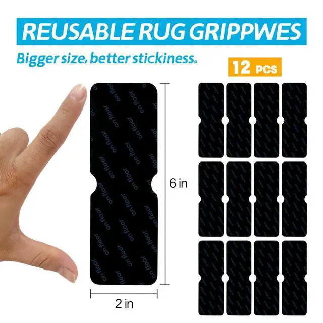 Alt view image 3 of 7 - Rug Gripper for Hardwood Floors: 12 PCS No Damage Rug Tape - Anti Slip Rug Grips for Area Rugs Secure Carpet Tape for Wood Floors, Safe & Strong Hold