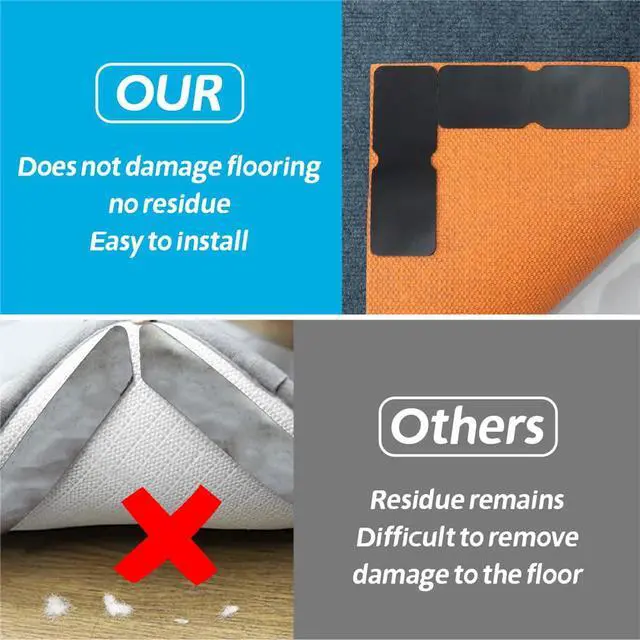 Alt view image 6 of 7 - Rug Gripper for Hardwood Floors: 12 PCS No Damage Rug Tape - Anti Slip Rug Grips for Area Rugs Secure Carpet Tape for Wood Floors, Safe & Strong Hold