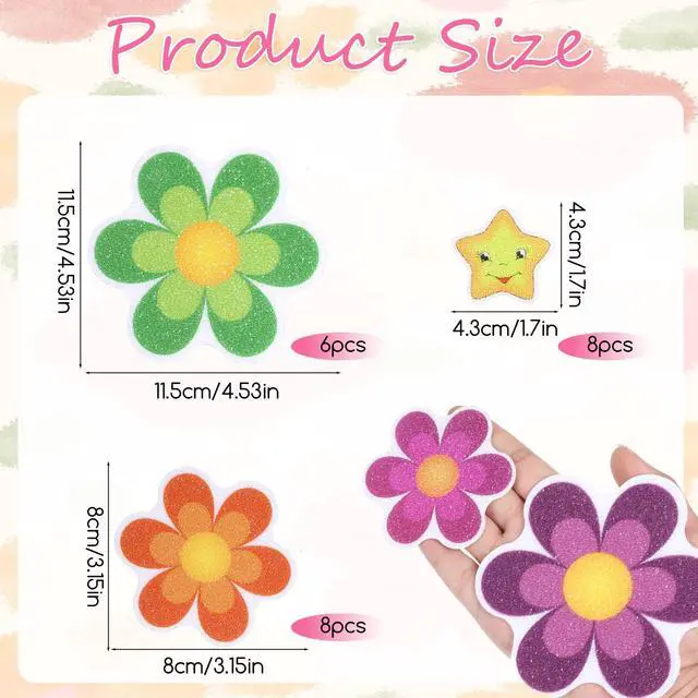 Alt view image 2 of 7 - 26 PCS Non Slip Bathtub Stickers, Flower Shower Stickers with Scraper, Adhesive Anti Slip Decals for Bathtub, Shower Floor, Bathroom Safety (Colorful)