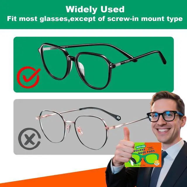 Alt view image 5 of 7 - Eyeglass Nose Pads for Glasses - 1.3mm Ultra Thin Silicone Anti-Slip Stick-On Grips, Replacement Anti Slip Nosepads for Plastic Frames Eyeglass Glasses Sunglasses 12 Pairs