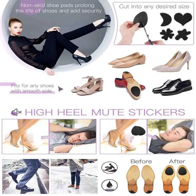 Alt view image 4 of 6 - Non Slip Shoes Pads Self-Adhesive Shoe Grips Rubber Anti-Slip Shoe Grips Sole Stick Protector (Black-5Pairs)