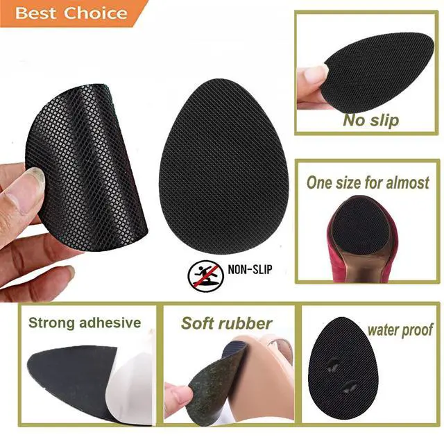 Alt view image 3 of 6 - Non Slip Shoes Pads Self-Adhesive Shoe Grips Rubber Anti-Slip Shoe Grips Sole Stick Protector (Black-5Pairs)