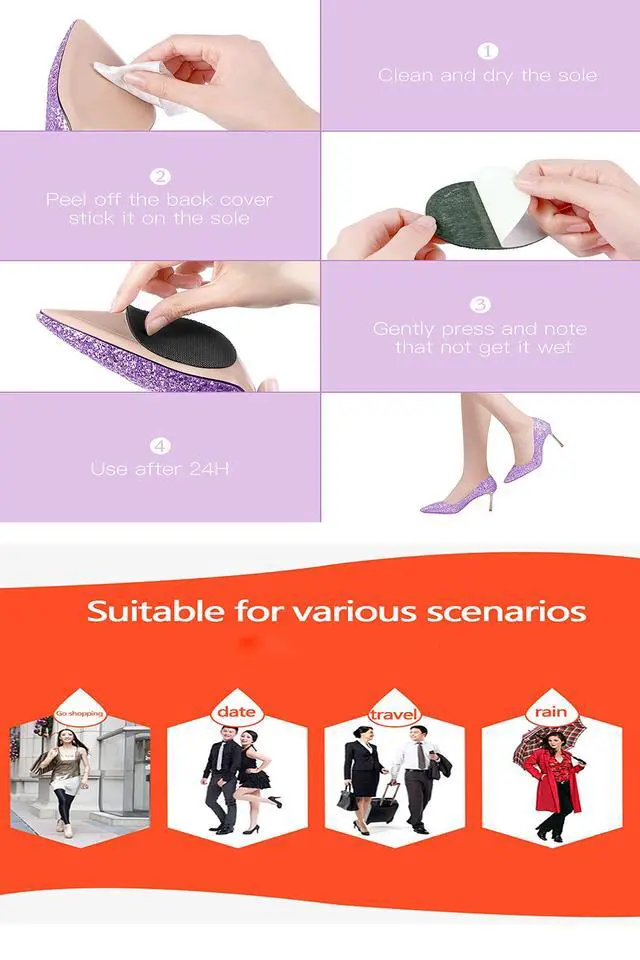 Alt view image 6 of 6 - Non Slip Shoes Pads Self-Adhesive Shoe Grips Rubber Anti-Slip Shoe Grips Sole Stick Protector (Black-5Pairs)