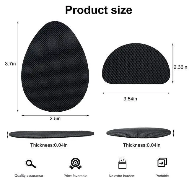 Alt view image 4 of 6 - 16 Pieces Non-Skid Shoe Pads Self-Adhesive Shoe Grips Anti Slip Pads Noise Reduction Cushion Anti-Shedding Rubber Sole Protector(Simple Style,Black)