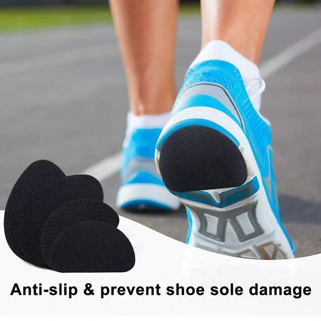 Alt view image 2 of 6 - 16 Pieces Non-Skid Shoe Pads Self-Adhesive Shoe Grips Anti Slip Pads Noise Reduction Cushion Anti-Shedding Rubber Sole Protector(Simple Style,Black)
