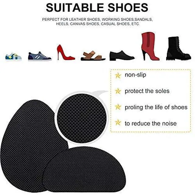 Alt view image 3 of 6 - 16 Pieces Non-Skid Shoe Pads Self-Adhesive Shoe Grips Anti Slip Pads Noise Reduction Cushion Anti-Shedding Rubber Sole Protector(Simple Style,Black)