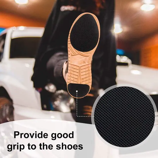 Alt view image 6 of 6 - 16 Pieces Non-Skid Shoe Pads Self-Adhesive Shoe Grips Anti Slip Pads Noise Reduction Cushion Anti-Shedding Rubber Sole Protector(Simple Style,Black)